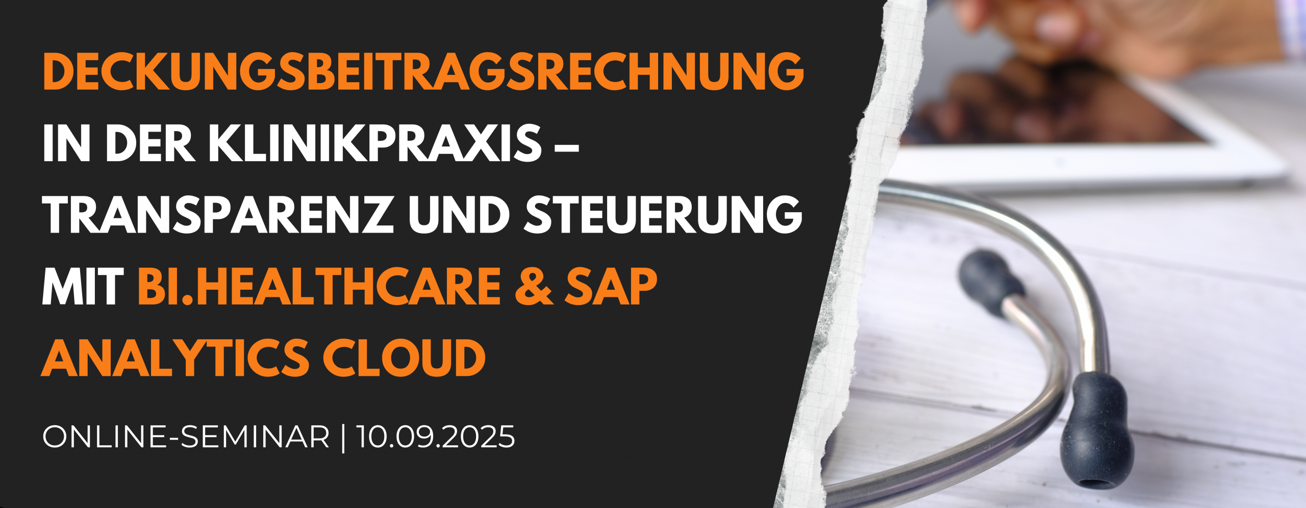 Banner Deckungsbeitragsrechnung in der Klinikpraxis – Transparenz und Steuerung mit BI.healthcare & SAP Analytics Cloud