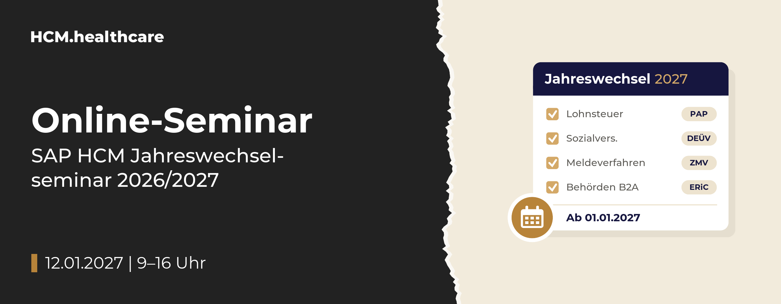 Online-Seminar: SAP HCM Jahreswechselseminar 2026/2027 am 12.01.2027, 9–16 Uhr